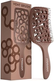 FRAMAR Professional Vented Hair Brush – Curved Hair Brush For Blow Drying, Wet Paddle Brush For Hair, Vent Brush For Blow Drying, Wet Hairbrush For Women – Heat Resistant – Chocolate