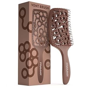 FRAMAR Professional Vented Hair Brush – Paddle Curved Hair Brush For Blow Drying, Vent Brush, Wet Paddle Brush for Women Blow Drying, Blow Dry Hair Brush Women – Chocolate