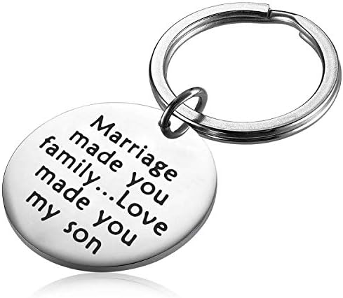 PLITI Son In Law Gift From Mother In Law For Wedding Jewelry Keychain For Son In Law Groom To Be Gifts From Mother Father Of Bride Marriage Made You Family Love Made You My Son Key Ring(son)