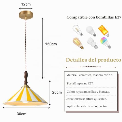 Lámpara de cerámica moderna E27 regulable para salón dormitorio y techo de cocina 2