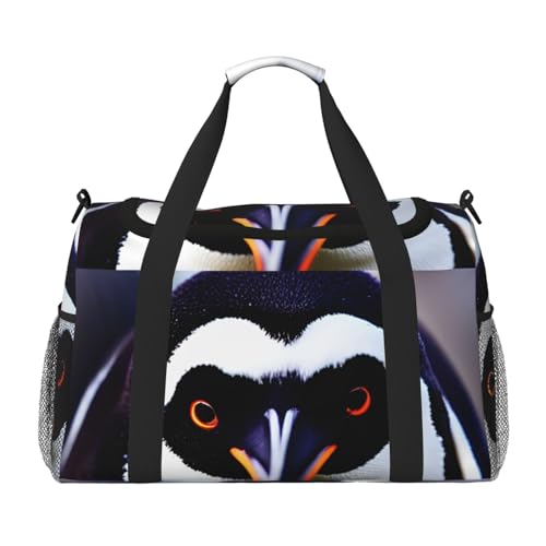 Sac de week-end imprimé pingouin noir pour femmes en taille unique