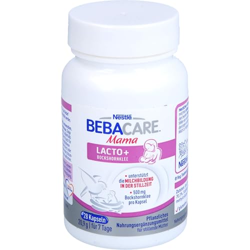 BEBACARE LACTO+ pflanzliches Nahrungsergänzungsmittel zur Unterstützung der Milchbildung, glutenfreie Bockshornklee-Kapseln für stillende Mütter, 1er Pack (1 x 28 Kapseln)