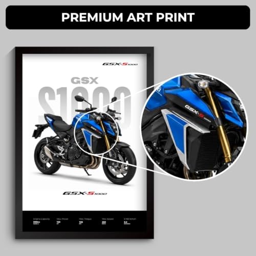 Image of GSX S1000 Poster | Superbike GSX S1000 Framed Poster | Framed Matt Superbike | Bike Posters A3 Size (31 x 23 cm) | GSX S1000 Bikes Posters for Wall, Home, Bedroom, Living room decoration (F 190)