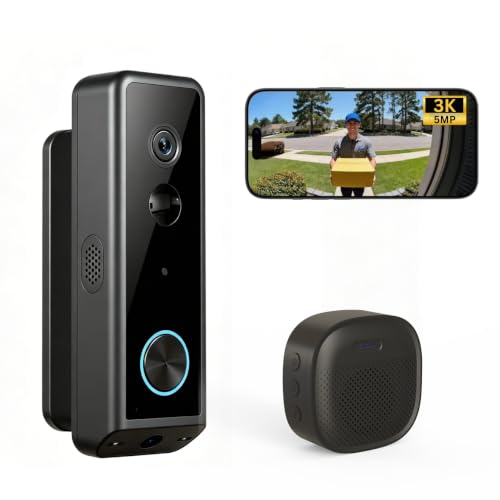 Delitech Smart Wireless Video Doorbell Ultra | Dual-Lens (5MP+5MP...