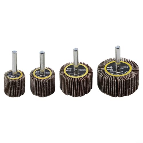Paquete de 4 ruedas de solapa de lijado de 25 a 50 mm, discos abrasivos de carburo de silicio de grano 80 para herramienta rotativa, taladro eléctrico, pulido, metal, madera, kit de acabado de