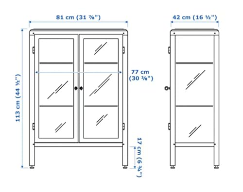 Image of FABRIKOR Glass-door cabinet, black-blue, 81x113 cm (31 7 /8x44 1 /2 inch)