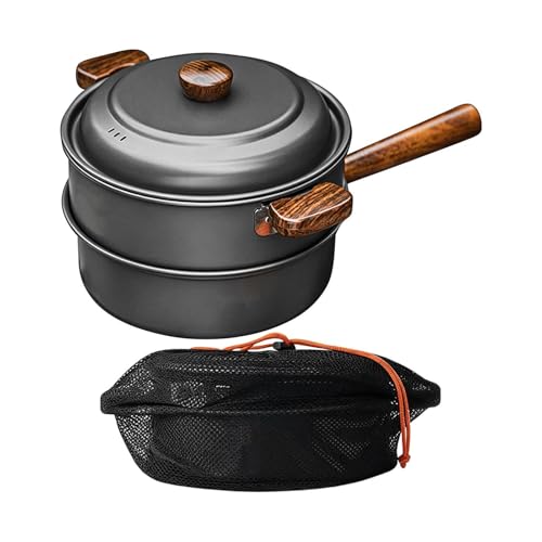 Poêle de camping multi-usage avec poignée en bois léger 48cm