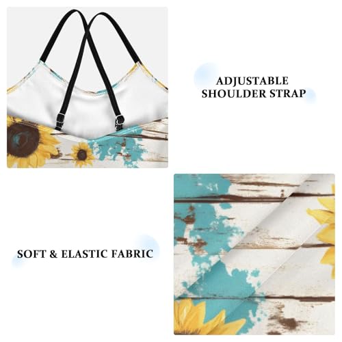 Sunflowers Pattern Girls Swimsuits Quick Dry Crossback One Piece Beach Swimwear Bathing Suit4