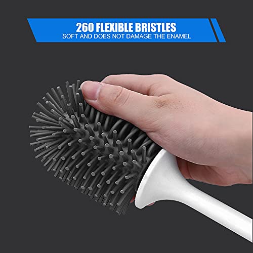 Vmvn Toilet Bowl Brush And Holder,Compact Toilet Cleaner Brush Set For Bathroom Deep Cleaning,Silicone Bristles Toilet Scrubber,Floor Standing #TOP2
