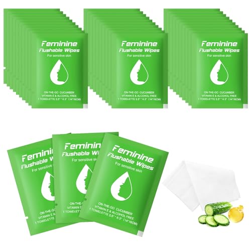 Image of twoworld 50 Feminine Wipes Flushable Travel Individually Wrapped