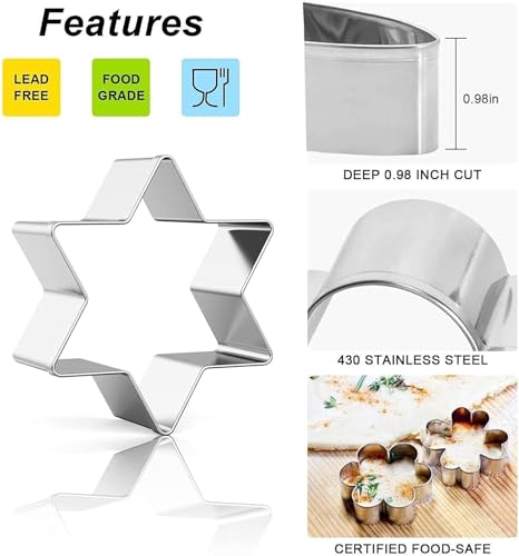Image of Cookie Cutter Stainless Steel Cookie Cutter with 4 Shape 3 Sizes Heart Round Star and Flower, 12 Pieces