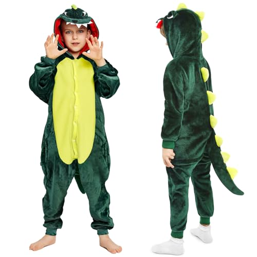 Sinwind Disfraz de Dinosaurio para Niños, Mono de Dinosaurio para Niños de Dinosaurio para Niños, Mono Pijama de Dinosaurio Mono de Franela Pijamas Disfraz de Cosplay para Mujeres Hombres,120