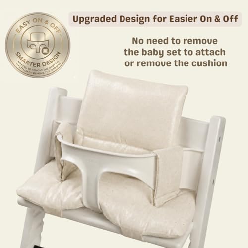 Image of Waterproof & Compatible Stokke Tripp Trapp Cushion Set - Easy to Clean- Made Fabric from Korea 100% Cotton Stokke Tripp Trapp High Chair Cushion Set (Natural Cotton)