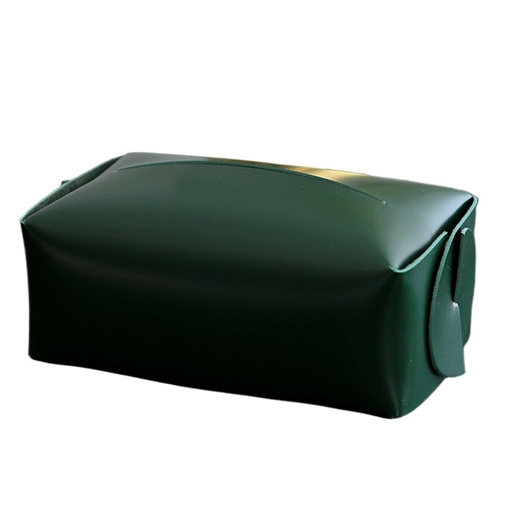 Boîte à mouchoirs en cuir scandinave chic vert pour table basse