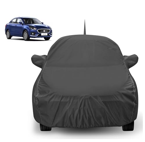 Image of Auto Hub Car Cover Compatible with Maruti Dzire (Model: 2017 to Till Date) with Mirror & Antenna Pocket, Dustproof, Triple Stitched, Dzire Car Cover- Grey