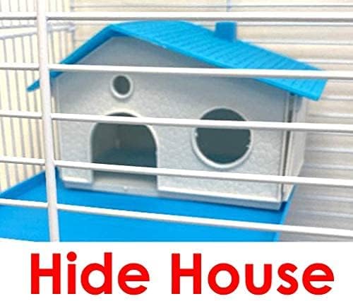 5-Floors Large Twin Tower Syrian Hamster Rodent Gerbil Mouse Mice Rat Cage with Crossover Tube Tunnel (Blue, with Crossover Tube)
