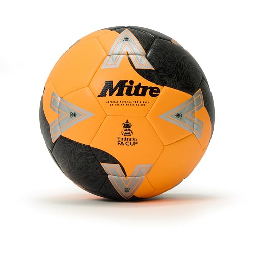 Mitre Training FA Cup Football | High Performance Training Ball | Extra Durable Design Orange/Black/Red 5 UK