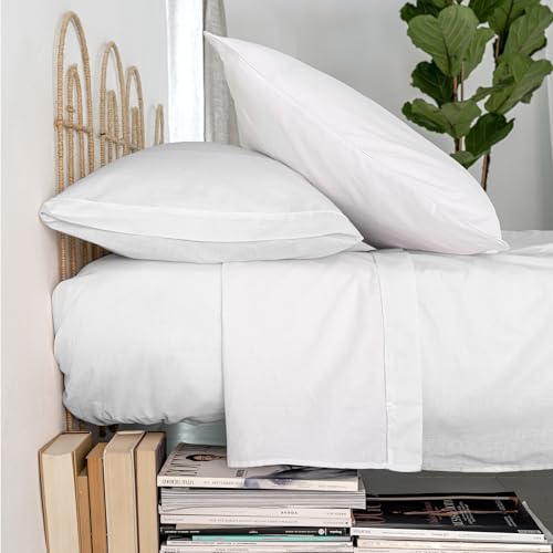Drap plat blanc 260x270 cm pour lit de 180 ou 200 cm Basic Sabana - 5