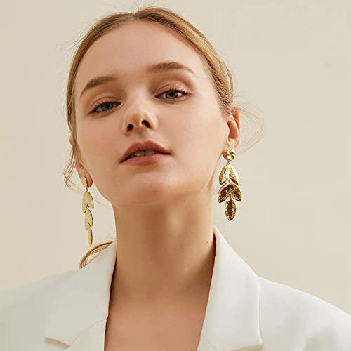 Leaf Drop Earrings For Women Hypoallergenic Dainty 14K Gold Plated Leaves Dangle Earrings For Girls Teens Daily Gold Filled Jewelry #TOP1