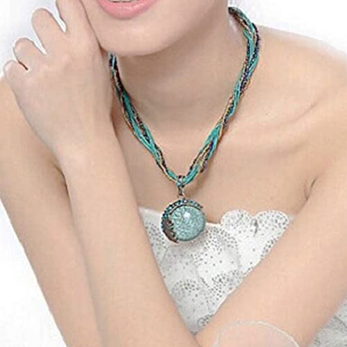 BG&WLing Retro Vintage Bohemian Collar Necklace for Women Boho Teardrop Turquoise Rhinestone Pendant Collars Fashion Jewelry Gifts Mom Grandmother Aunt4