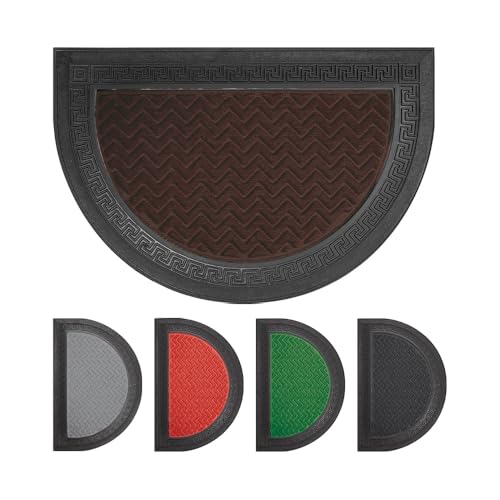 OLIVO.shop Zerbino mezzaluna esterno, zerbino gomma, zerbino moquette e gomma ingresso, vari colori, 40x60 cm (Marrone)