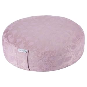 Meditation Cushion, Comfortable Meditation Pillow with Peacock Feather Jacquard Cover. Buckwheat Hull Filled Zafu Floor Pillow 16 * 16 * 5 in