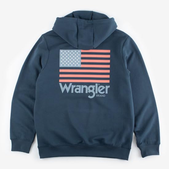 Wrangler Men's American Flag Graphic Hoodie Navy M3