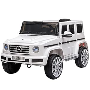 HOMCOM Coche Eléctrico para Niños de +3 Años Benz G500 Todoterreno de Batería 12 V Vehículo Eléctrico con Control Remoto Música Bocina Velocidad 3-5 km/h Carga 30 kg Blanco