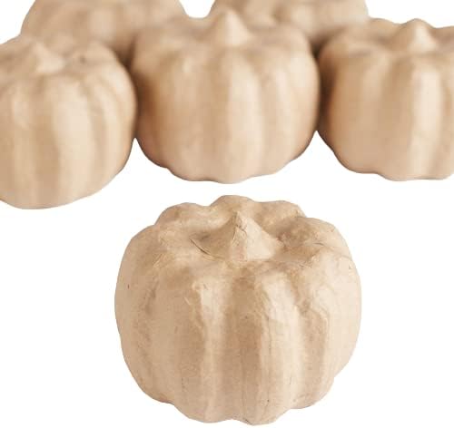 Factory Direct Craft Unfinished Paper Mache Pumpkins - (Set of 6) for Halloween Fall Autumn and Thanksgiving Do-it-Yourself Craft Projects or Decorations