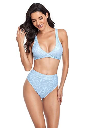 Bikini 2 pièces bleu taille haute pour sublimer les formes XL