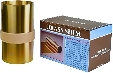 JAVIKA 0.005 x 6 x 100 (inches) Brass Shim Stock Roll, Half Hard, Cold Rolled, CDA 260 Brass Alloy for Hardware and Machine Maintenance, DIY Projects, Jewelry, Crafts, Electrical