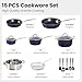 DishDelight Induktionskochfeld-Set, Töpfe und Pfannensets, antihaftbeschichtet, 15-teiliges Kochtopf-Set mit Deckeln, blaues Granit-Kochgeschirr, Antihaft-Kochtopf, Bratpfanne