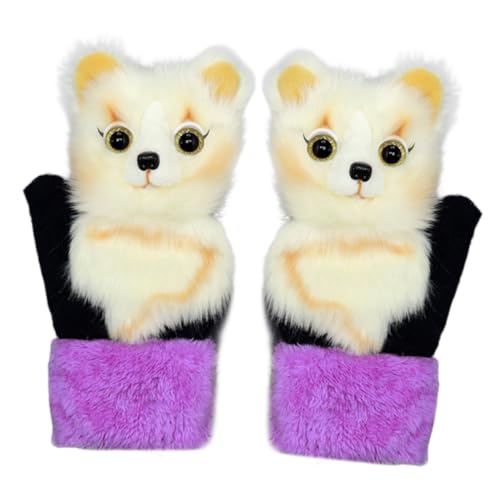 BESPORTBLE 1 Pair Plush Cat Gloves Warm Winter Accessory Comfortable Wear-resistant Gloves for Boys Girls