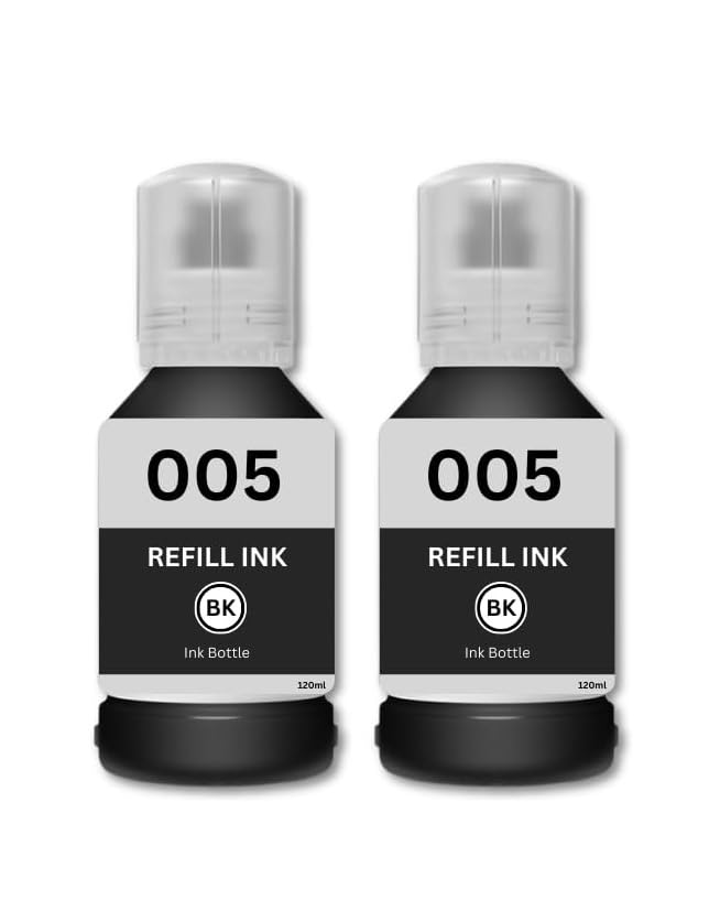 Image of ANG 005 130ml Premium Refill Ink Compatible for Printers M1100, M1120, M1140, M1170, M1180, M2140, M2170, M3140, M3170, M3180 (Black - 2 pcs)