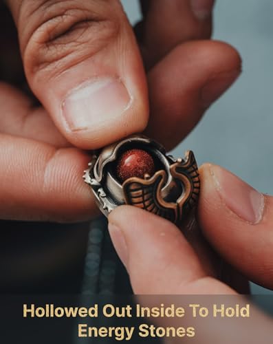 COPPERTIST.WU Scarab Pendant Necklace – Creative & Unique Design, Customizable Energy Stone, Brass & White Bronze, Spiritual Gift for Him/Her3