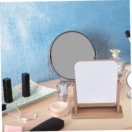 Miroir de maquillage de table inclinable en bois gris portable