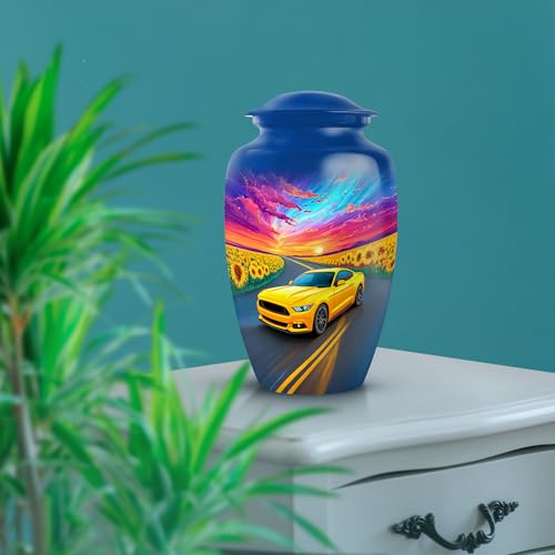 Image of Car Urn - Decorative Urn for Ashes - Combo 1 - Large with 3 Inch Pack of 1 - Cremation Keepsakes for Human - Urns for Ashes Adult Male & Female - Small Keepsake Urns