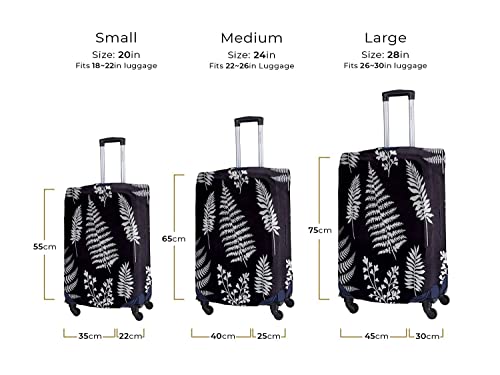 Image of Cortina Leaf Design Travel Suitcase Eco-Friendly Cover | Small | Fits 18-22 Inch Luggage | Polyester-Spandex | 55cm (20 inches) | Luggage Protectors | Anti Scratch /Dust | Pack of 1 | Black