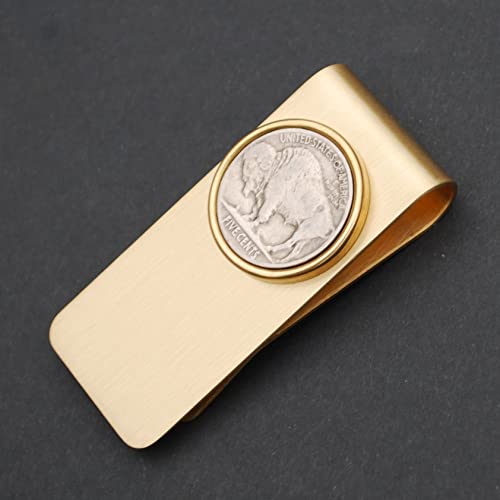 US 1913~1938 Indian Head Buffalo Nickel 5 Cent Coin Solid Brass Money Clip New - High Quality - Original Color without Any Plating2