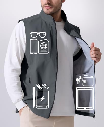 Image of Susclude Men's Quick Dry Lightweight Softshell Vest Windproof Sleeveless Jacket for Fishing Work Golf Hiking Casual Travel