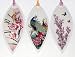Lucore Leaf Bookmarks - Peacocks and Pink Flowers Asian Painting Lucky Charm, Ornament, Hanging & Wall Decor, Art Decoration - 3 Pcs, Made of Real Leaves