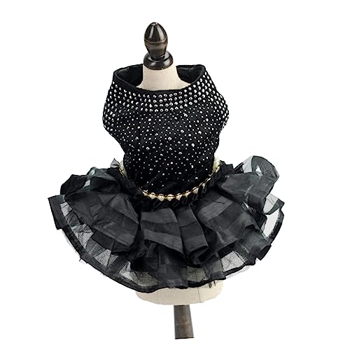 BESPORTBLE パーティードッグスカート 小型犬ドレス 犬のかつら 犬の誕生日ケーキ 犬の最初の誕生日 犬の衣装 子犬ジャンパー ダックスフンド 犬のウェディングドレス チワワ 犬用 Black
