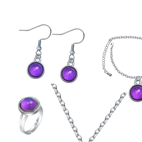 Conjunto de joyas que cambian de color con collar y pendientes de diseño emotivo 3
