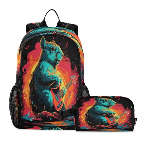 Sac à dos Écureuil Hurlant Art du Feu pour ranger cahiers et repas d'enfant