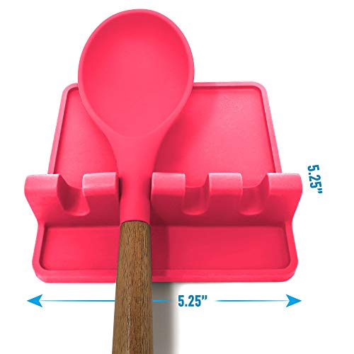 Image of Zulay Kitchen Silicone Utensil Rest with Drip Pad for Multiple Utensils - BPA-Free, Heat-Resistant Spoon Rest & Spoon Holder for Stove Top - Kitchen Utensil Holder for Ladles & Tongs - Honeysuckle