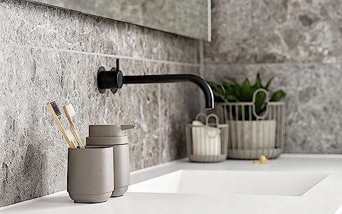 Image of Zone Denmark Nova One Toothbrush Mug- Revitalize Your Daily Routine with Scandinavian Elegance and Practicality Unite in This Sleek and Modern Bathroom Accessory- (Concrete)
