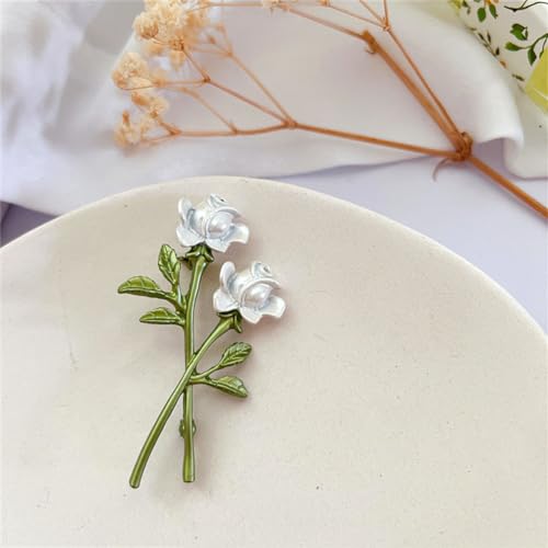 White Rose Flower Brooch - Modern, Hypoallergenic, Nickel-Free, Unisex Brooch for Wife, Mother, Girlfriend3