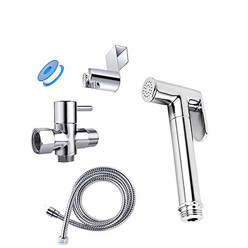 Kit de bidet de ducha en latón cromado con manguera y soporte para baño