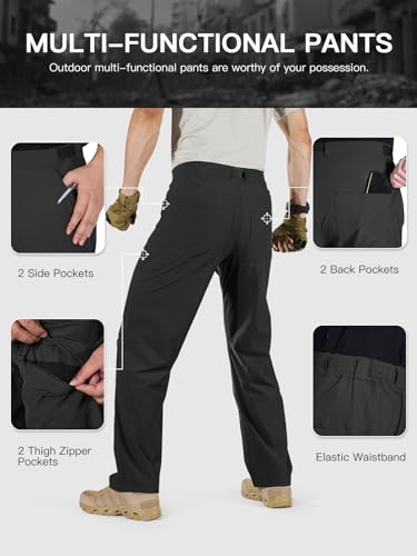 FREE SOLDIER Men's Outdoor Cargo Hiking Pants with Belt Lightweight Waterproof Quick Dry Tactical Pants Nylon Spandex - Image 5