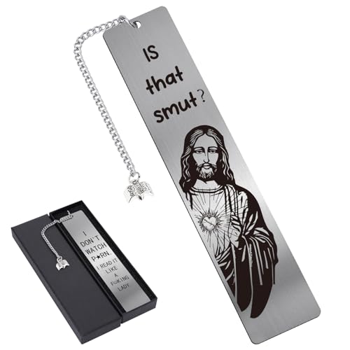 Berirexrion Is That Smut Bookmark - Funny Jesus Bookmark I Dont Watch Porn I Read It Like Lady Spicy Personalized Metal Book Marks Book Pendant Christian Religious Gifts for Adults Men Readers Bookish